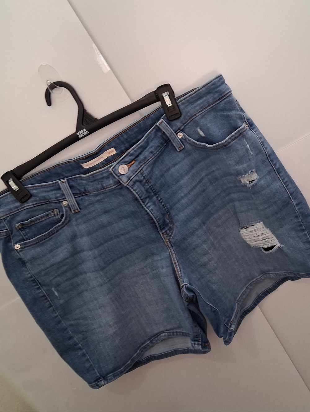 LEVIS Women's Distressed Denim Shorts - Blue Plus Size 20W - Picture 2 of 9